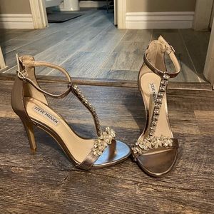 Silver strappy heels